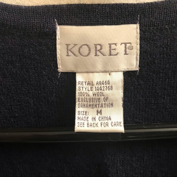 Koret Blue Wool w/ Embroidered Floral Sz Medium - Picture 6 of 6